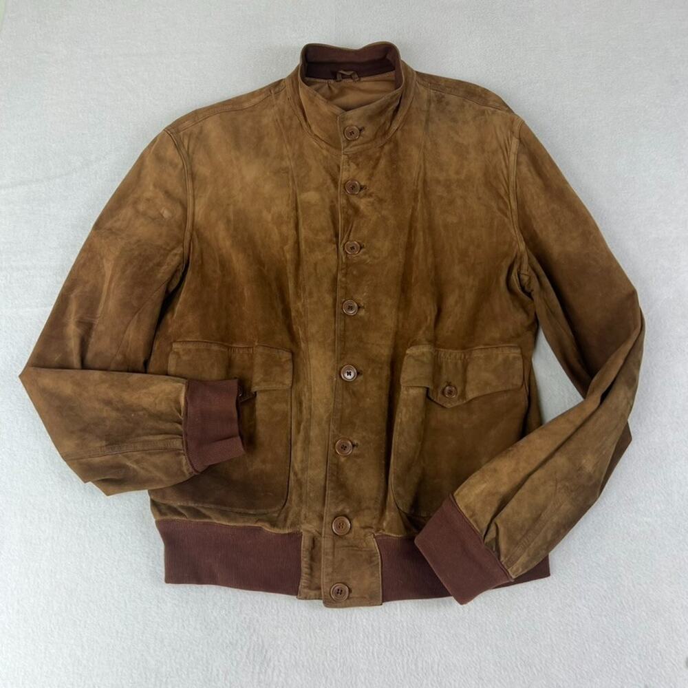 Roland's Roma Bomber Jacket Men's Brown All Leather Button Up Vintage
